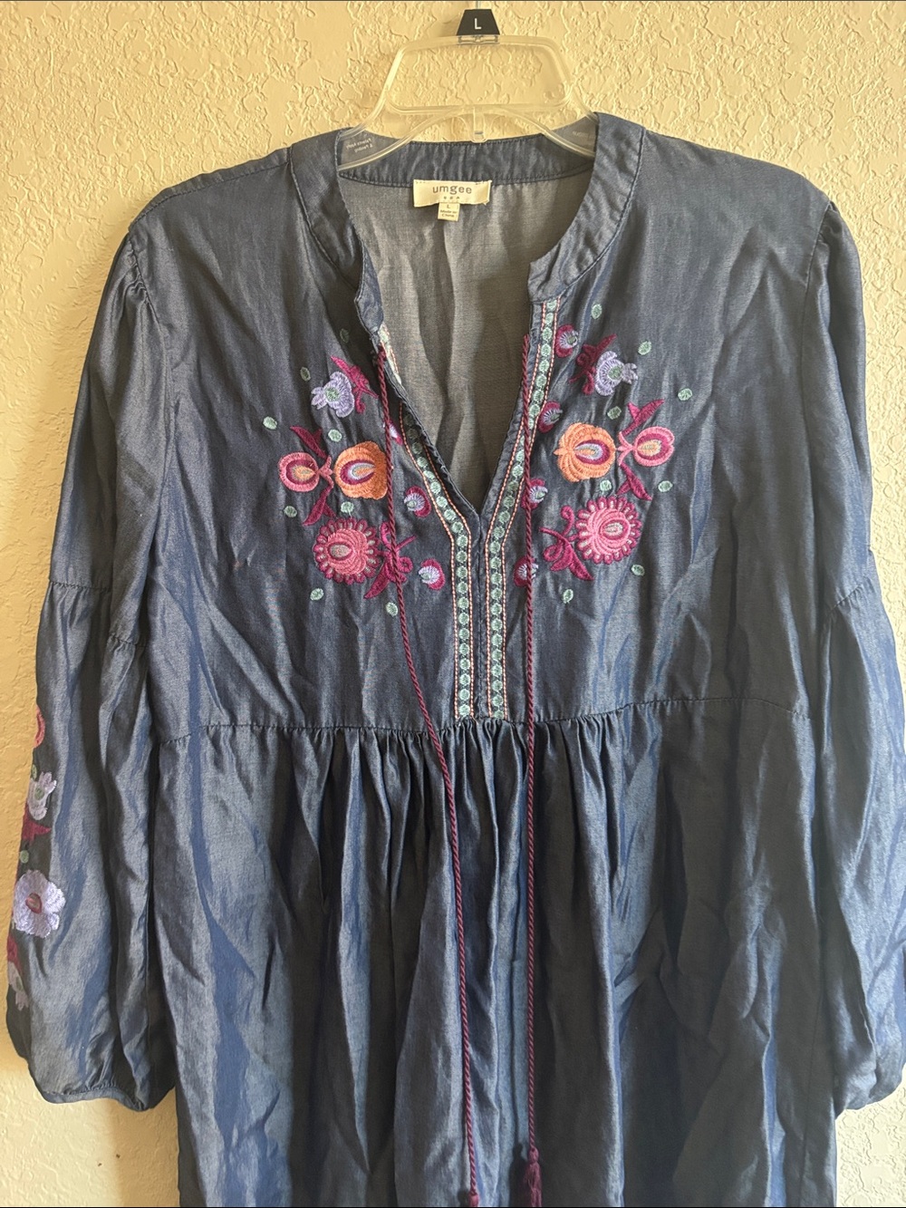 Umgee Navy Blue Embroidered Tunic